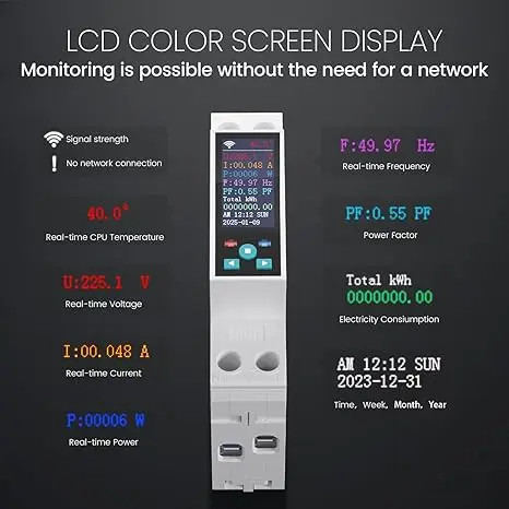 Contor de energie smart WiFi 50A releu monofazat siguranta electrica
